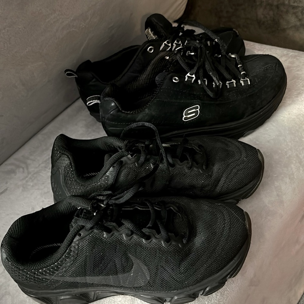 Nike and Skechers Fitness Shape Up Sneakers set Black Womens size 6.5